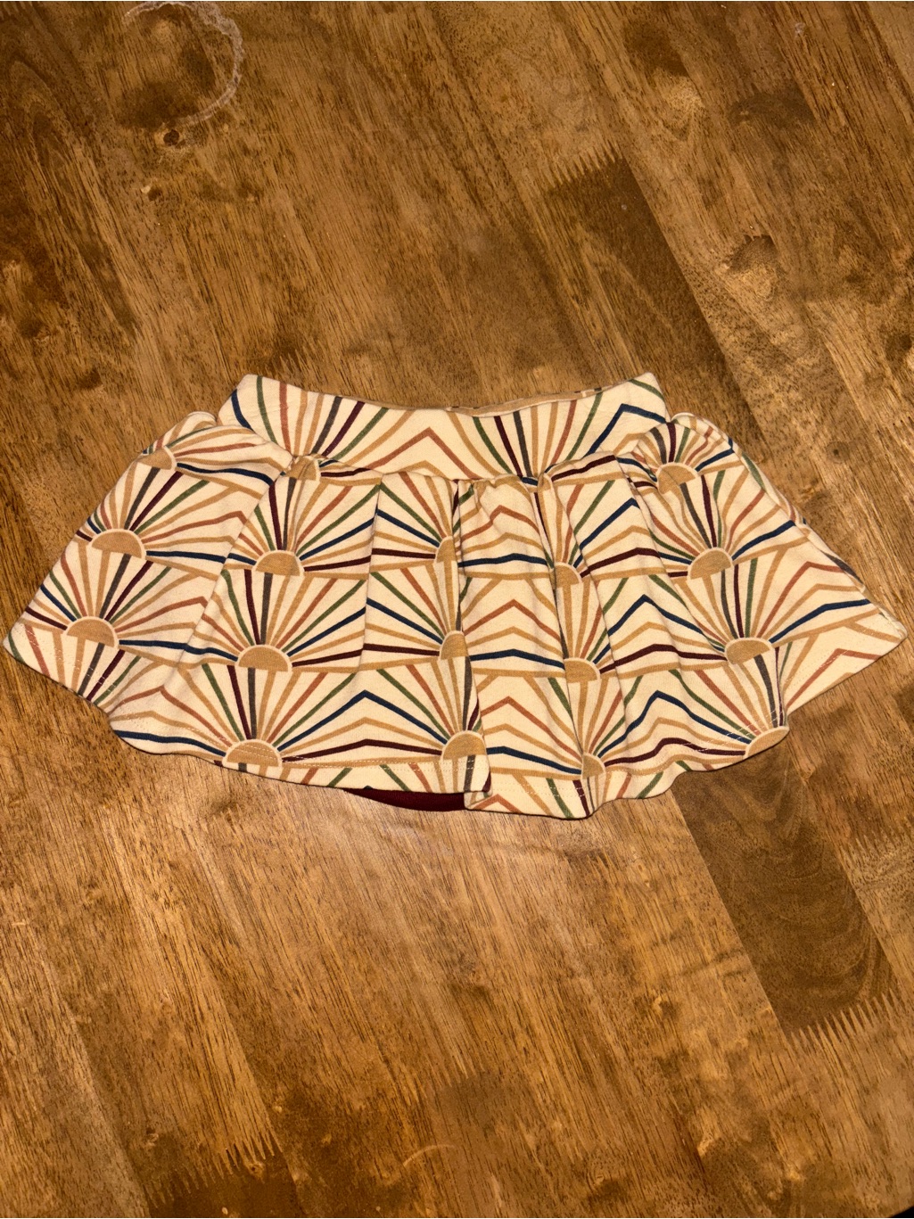 Kate Quinn Sunshine Cream Skater Skirt With Multicolor Fan Print